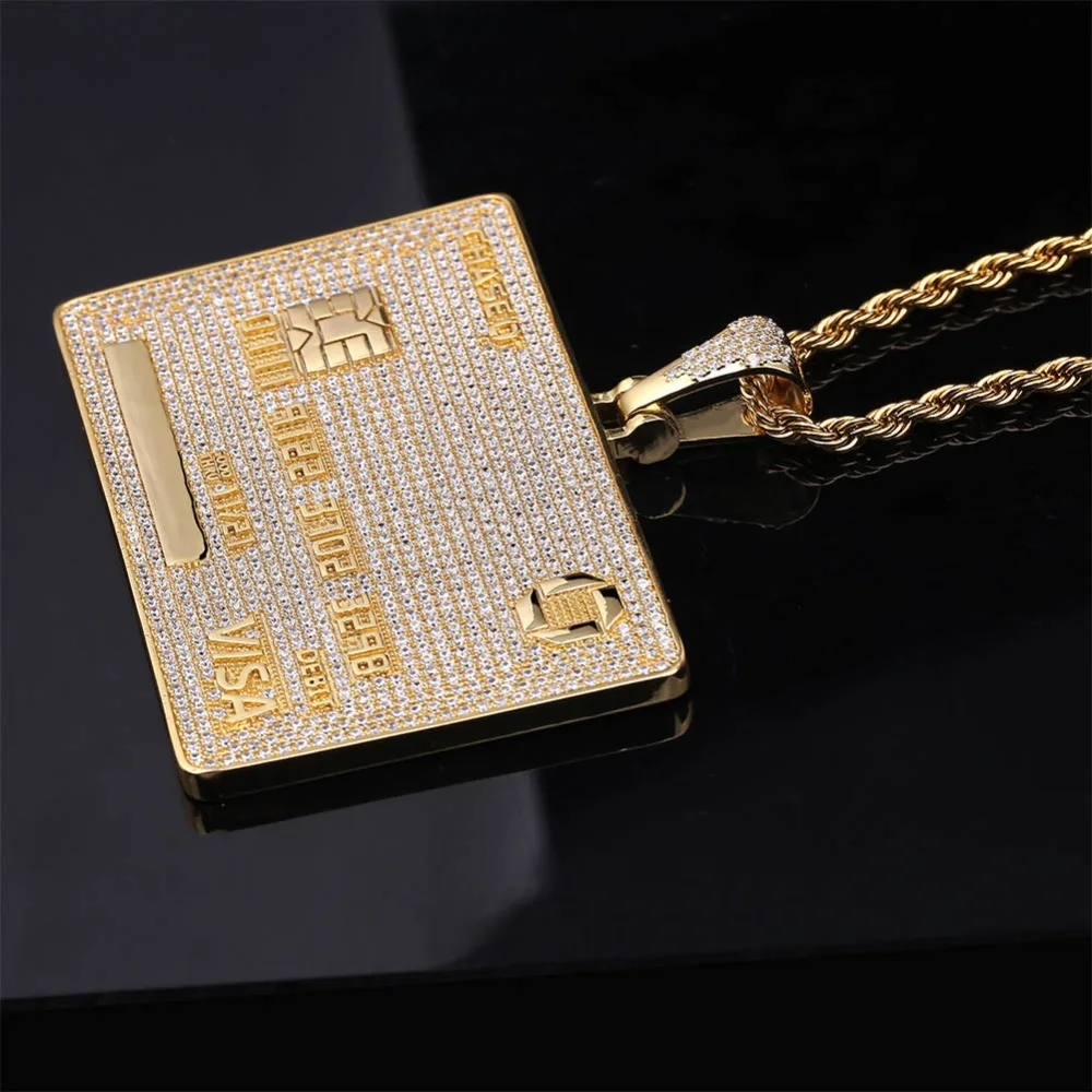 TOPGRILLZ Custom Name Iced Out Credit VISA Card Pendant Necklace
