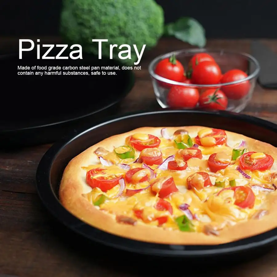 8 inch Non-Stick Pizza Pan Bakeware Carbon Steel Pizza Plate Round Pizza Tray Mold Home Kitchen Baking Accessories