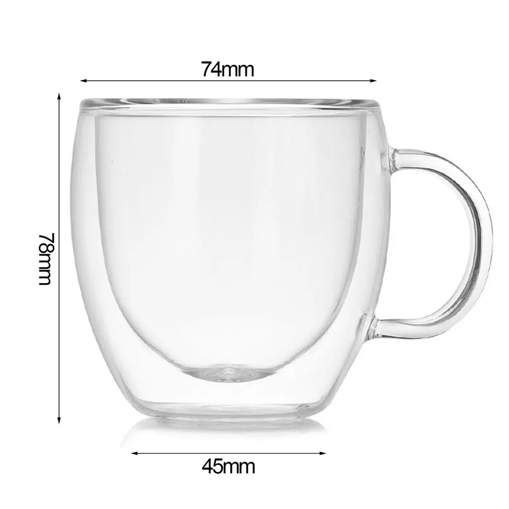 150 мл двухслойная кофейная кружка с ручкой, теплоизоляционная Питьевая чашка, чашка для молока, чая, прозрачная посуда для напитков, отличный подарок