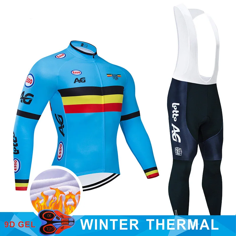 Ropa de ciclismo de invierno para hombre, conjunto de pantalones y camiseta térmica de lana para ciclismo de montaña, 2021