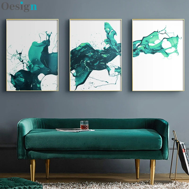 

Nordic Green Canvas Painting Posters Prints Abstract Line Picture for Living Room Wall Decor Morden Home Decor Office Aisle