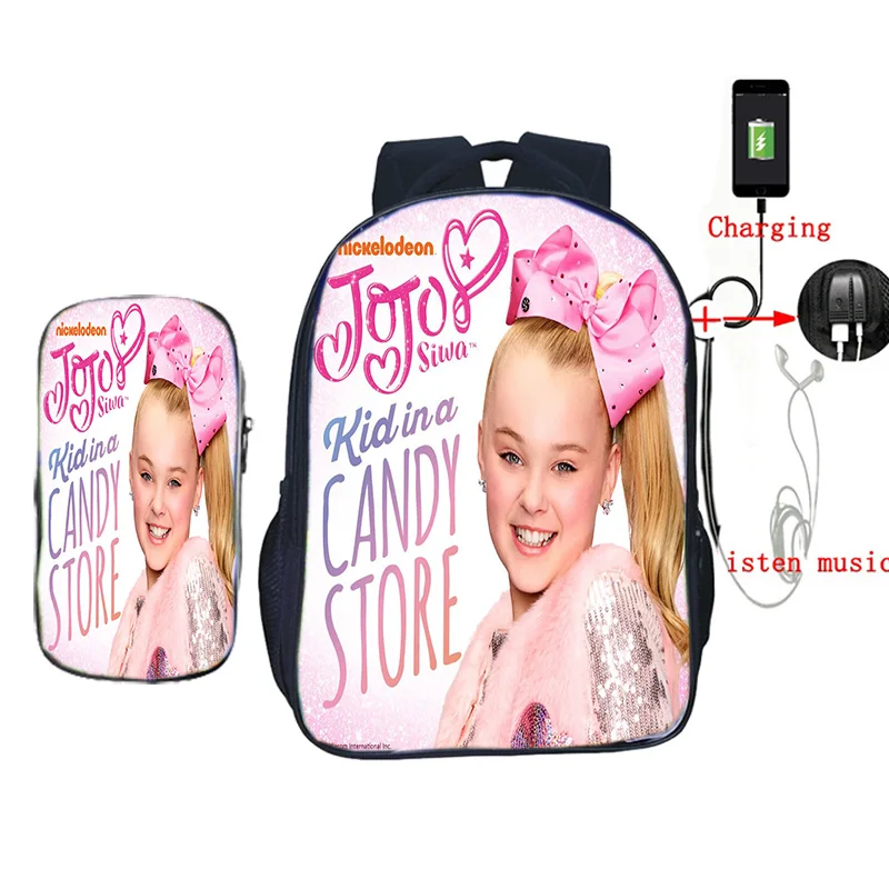 10 2 шт./компл. Jojo Siwa рюкзак usb зарядка школьные сумки для подростков девочек мальчиков ноутбук рюкзак для женщин мужчин повседневные дорожные сумки - Цвет: 10