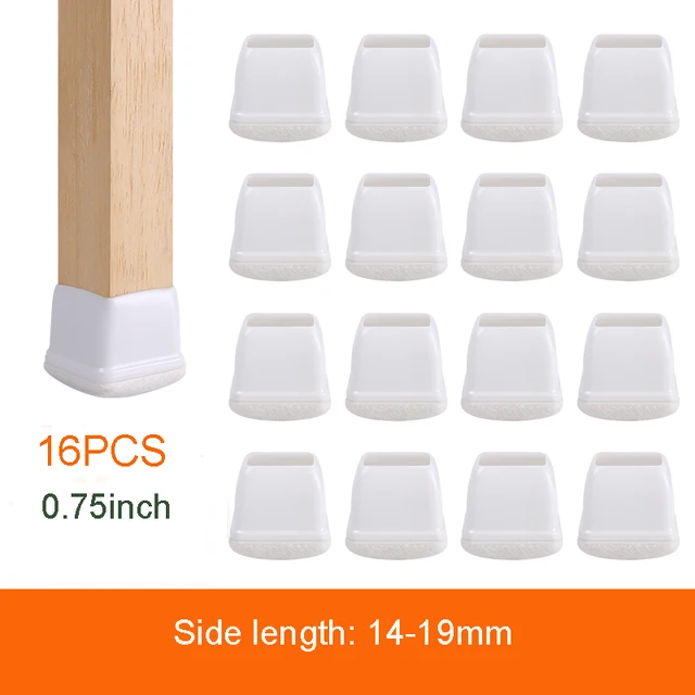 Transparent Table Chair Leg Protectors Caps Round Square for Furniture Foot Legs Cover Floor Protector with Wrapped Felt Bottom Fit leg side 14-19mm