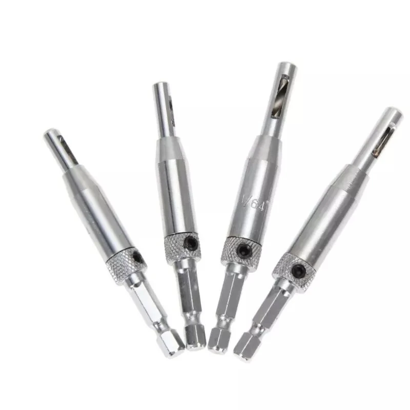 4 Pcs 5/64" 7/64" 9/64" 11/64" Hss Self Centering Hinge Hexagons Drill Bits Door Cabinetcenter Drill Bit Location Punch Tools