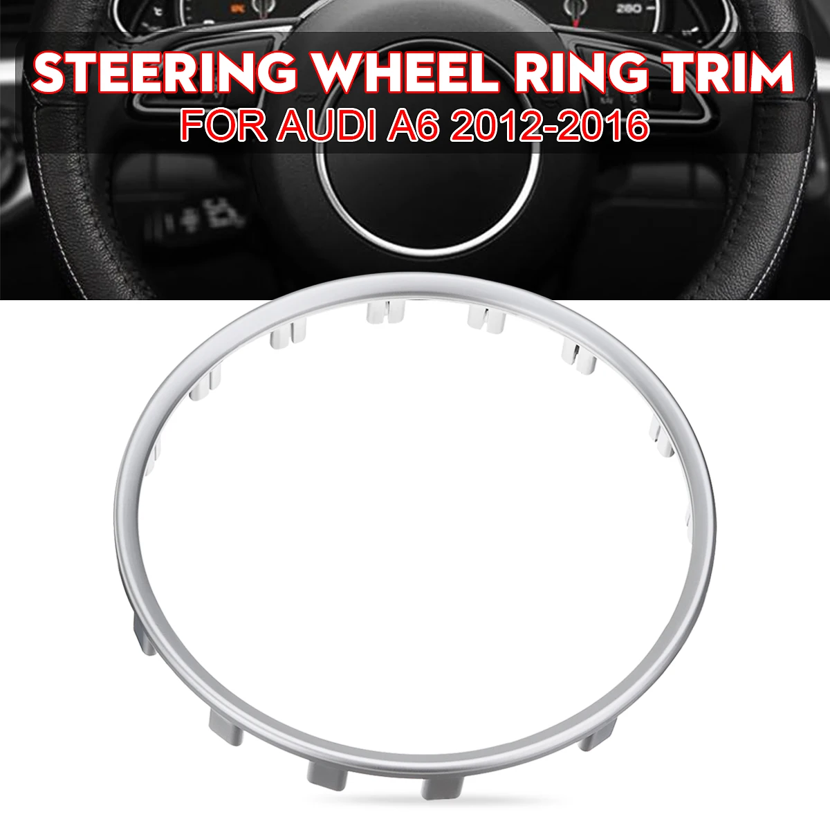 

ABS Chrome Steering Wheel Decoration Sticker Trim Sequins Cover Cap Ring For Audi A6 2012 2013 2014 2015 2016