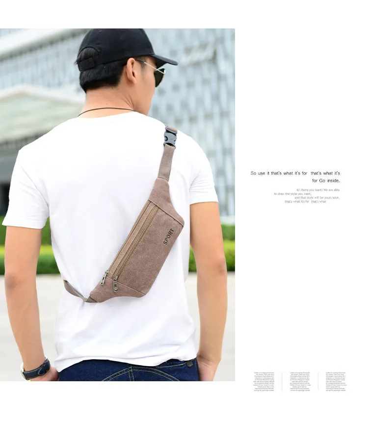 New Style Canvas Waist Pack Men Korean-style Waterproof Sports Waist Bag Women's Multi-functional Outdoor Casual Wallet Wholesal