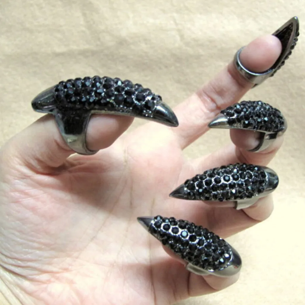 Кольцо в стиле панк, готическое ювелирное изделие, накладные ногти, кольцо на палец, изогнутый кончик пальцев, съемные Кончики ногтей, ногти, маникюр, искусство, накладные ногти
