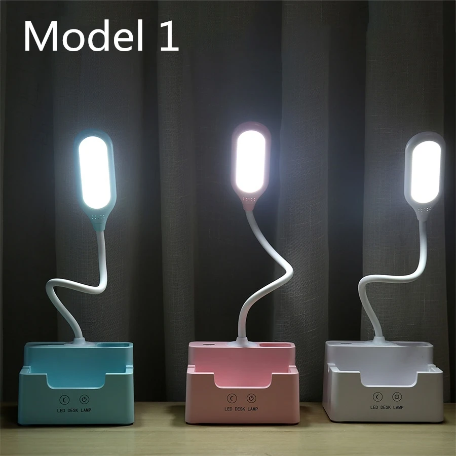  Touch Dimmable Led Desk Lamp Table Light With Fan Phone Pen Holder USB Rechargeable For Children Ki