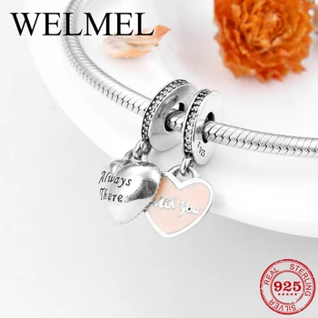 

Valentine's Day Gift Heart Always There with you 925 Silver fine Pendant For Jewelry Making Fit Original European Necklace