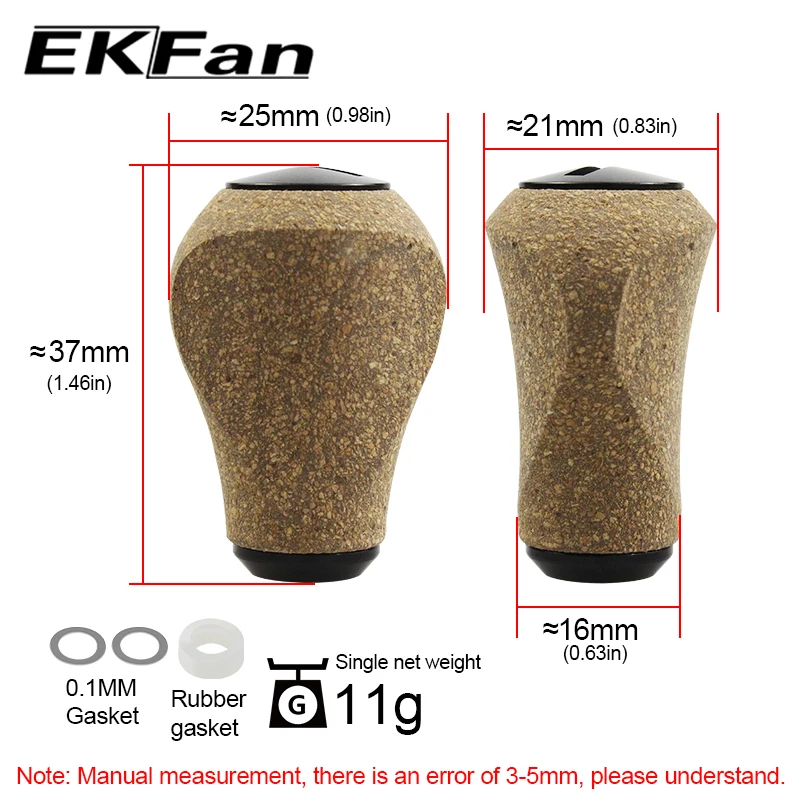 EKFan 1개 코르크 플랫 스피닝 베이트캐스팅 낚시릴 핸들 노브 (A/D/S 7*4*2.5mm 베어링 루어릴 핸들 DIY 부품)