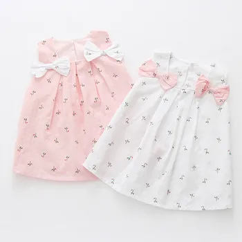 

Childrens elegant dress for girls princess dress Toddler Kid Baby Girls Solid Bow Print Floral Suspender Princess Party Dress H5