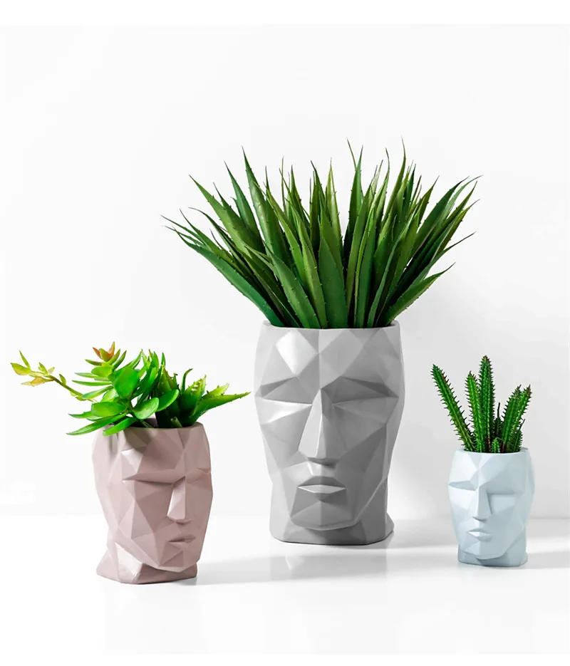 

Geometry Abstraction David Head Portraits Resin Flower Pot Creative Coffee Shop Showcase Arrange Flowers Human Face Vase X2597
