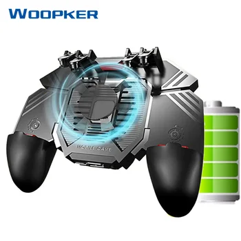 

AK77 Cooling Fan Pubg Game Controller Six Finger Trigger Shooting Joystick For Mobile Phone Shooter Trigger Fire Button Game