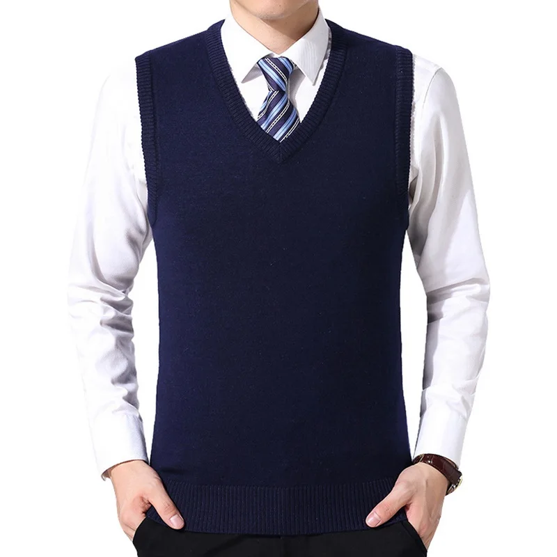 HEFLASHOR Классический Тонкий вязаный Пуловеры для мужчин с v-образным вырезом Chompas Para Sueter Hombre формальный деловой Pull Homme Повседневный Однотонный свитер