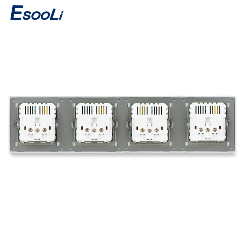 Золотая настенная Хрустальная панель Esooli 4 клавиши электрическая розетка с