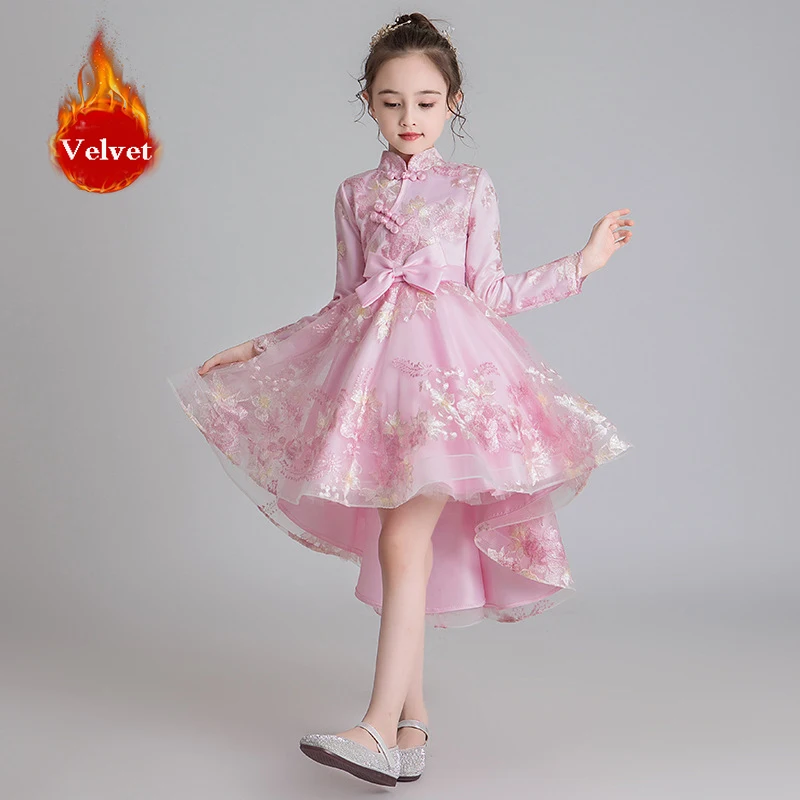 PR Детские зимние платья для девочек; Qipao; новая осенняя одежда для маленьких девочек; платье принцессы с длинными рукавами для дня рождения, свадьбы, рождественской вечеринки - Цвет: PR