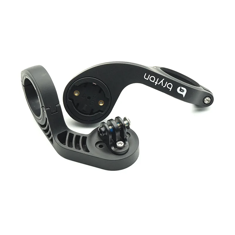 Support de montage Gopro pour vélo installé sur un guidon, avec une Gopro attachée.