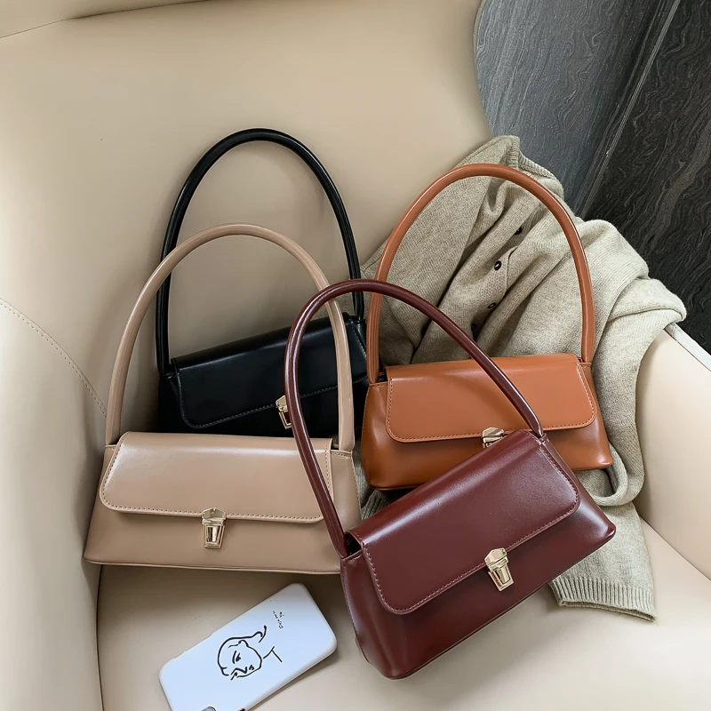Handbags Totes Shoulder-Bag Elegant Female Small Solid-Color Women Luxury PU for Lady