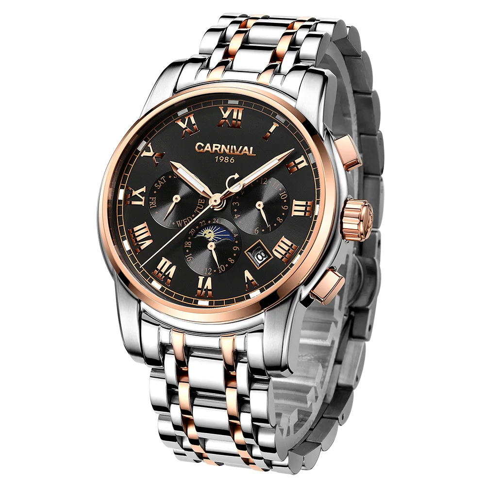 

2019 new Fashion Top Men's Watch Carnival Brand Mechanical Watch Men's Stainless Steel Watch Waterproof Luminous Watch