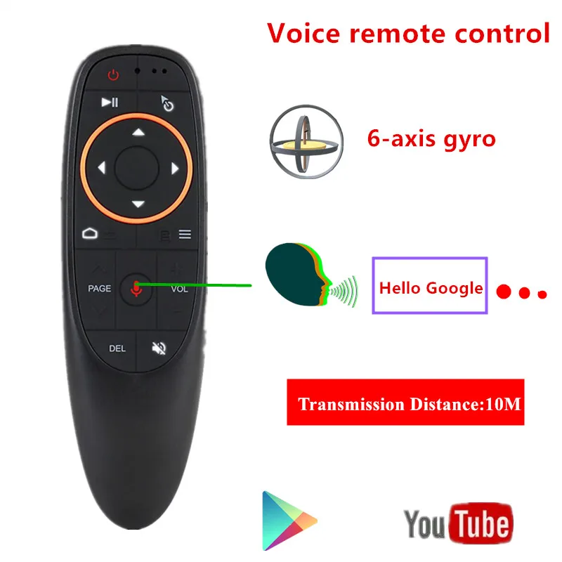 

G10 Voice Remote Control 2.4G Wireless Air Mouse Microphone 6 axis Gyroscope IR Learning for Android TV Box T9 H96 Max X96 mini