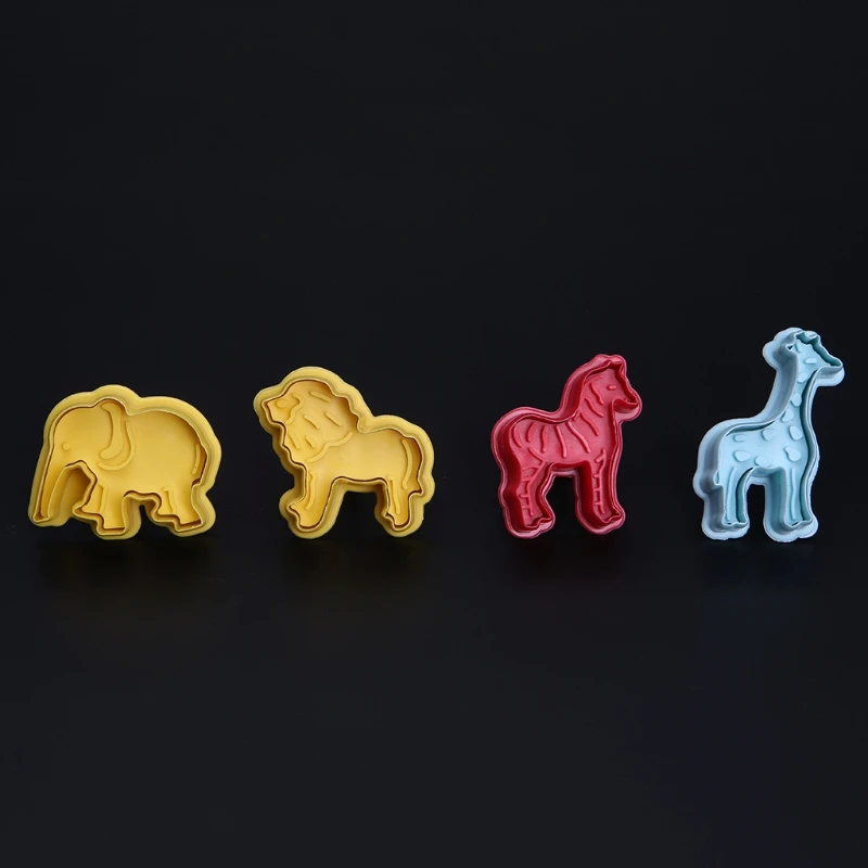 

4Pcs 3D Animal Plastic Cookies Mold Fondant Cake Cutter Mould DIY Bakeware Tools