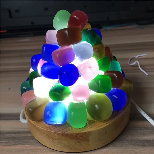 

New arrival Colored opal quartz Crystal meditation reiki healing magical lamp for home decoration