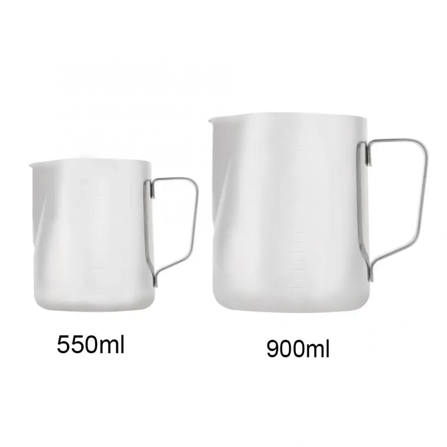 Stainless Steel Coffee Stencils Milk Frothing Jug Cup Coffee Milk Pitcher With Scale for Latte Art Kitchen Accessories