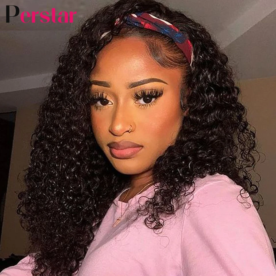 PerstarShortDeepWaveHeadbandWigsHumanHairWigBrazilianRemy