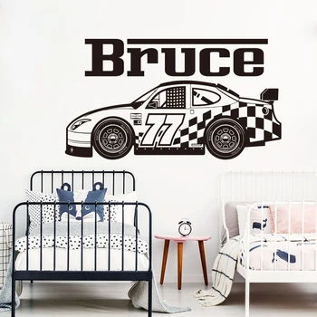 

Custom Name Racing Car Wall Sticker Boy Room Play Room Personalize Name Race Vehicle Car Wall Decal Bedroom Vinyl Decor