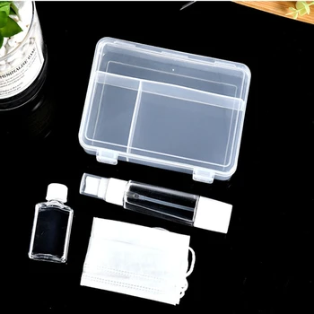 

Portable Disposable Mask Storage Box Hand Sanitizer Bottling Spray Bottle Set Protective Masks Case Organizer 3 Pcs