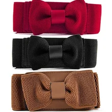 Модные аксессуары для женщин Изящный бант эластичный симпатичный ремень с пряжкой пояс 4 цвета 7_S