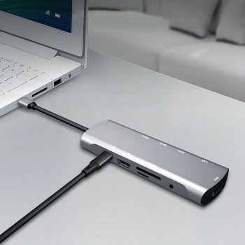 

10-in-1 Type C to HDMI VGA USB Hub Adapter Converter TF Card Reader for Laptop PC Computer @M23