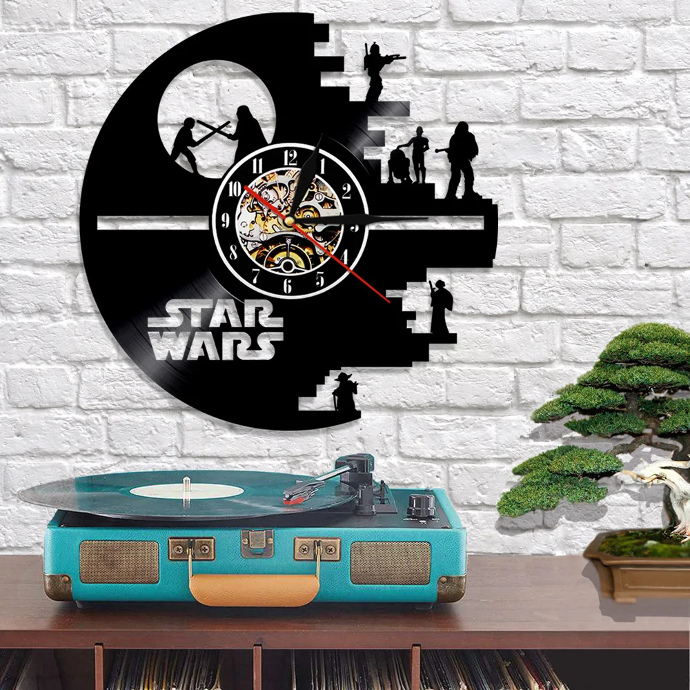 Record Wall Clock Vinyl Wall Clock Creative Retro Nostalgic Star Wars Seven Angle Clock Vinyl Wall Clock