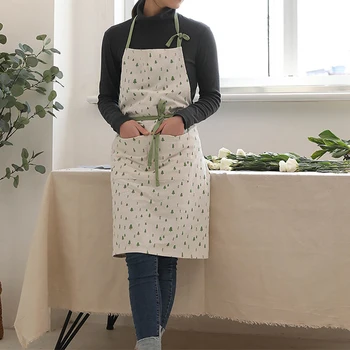 

YOMDID Kitchen Apron Cute Pattern Bib Apron Cooking Baking Cleaning Use Adult Pinafore Cotton Kitchen Accessories Adjustable