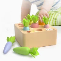 Wooden Montessori Colorful Carrot Pull Toy Set Shape Size Sorting Matching Puzzle Game Fine Motor Skill Baby Educational Toys 2