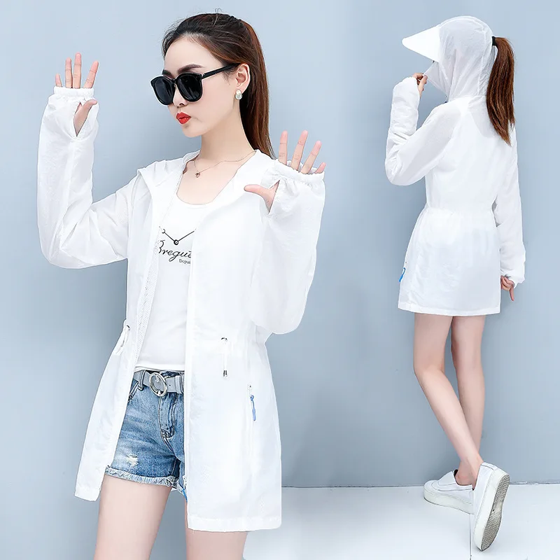 Женская одежда для защиты от солнца, лето, стиль, защита от ультрафиолета, корейский стиль, средняя длина, тонкая, для езды на велосипеде, защита от солнца
