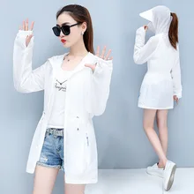 Женская одежда для защиты от солнца, лето, стиль, защита от ультрафиолета, корейский стиль, средняя длина, тонкая, для езды на велосипеде, защита от солнца