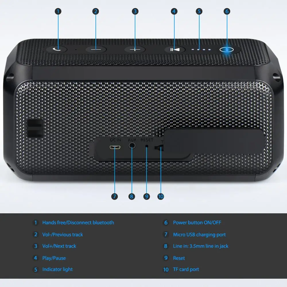Bluetooth Колонка TOPROAD 30 Вт IPX5 портативная водонепроницаемая|Портативные колонки| |