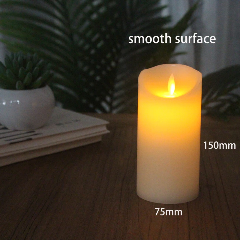 Smooth 75x150mm Беспламенный светодиодный светильник в виде свечи, настоящий парафин, восковые столбы с реалистичными пламенями на день рождения/свадьбу/Рождество, Декор - Цвет: Smooth 75x150mm