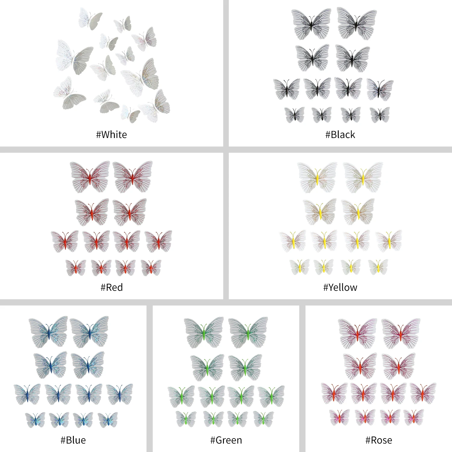 12Pcs Wall Stickers Colorful PVC Butterfly Shape Wall Decal Sticker Home Living Room Refrigerator Stickers DIY Art Decoration