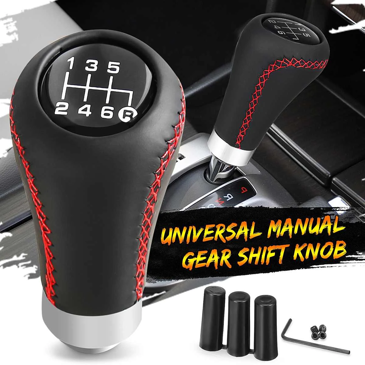 Durable Real Leather Car Truck Manual Gear Stick Shift Shifter Lever Knob Black Durable Real Leather Car Truck Manual Gear Stick Shift Shifter Lever Knob Black