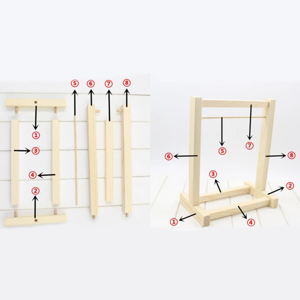 Wooden DIY Assembled Garment Rack Clothes Organizer for 1/3 1/4 1/6 BJD AOD Doll, Hangers for Blythe Azone Handbags Hats Scarf