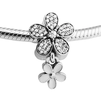

Dazzling Daisy Duo White Enamel Charm Jewelry Making Sterling Silver Jewelry Charms For Woman Fits Beaded DIY BraceletS