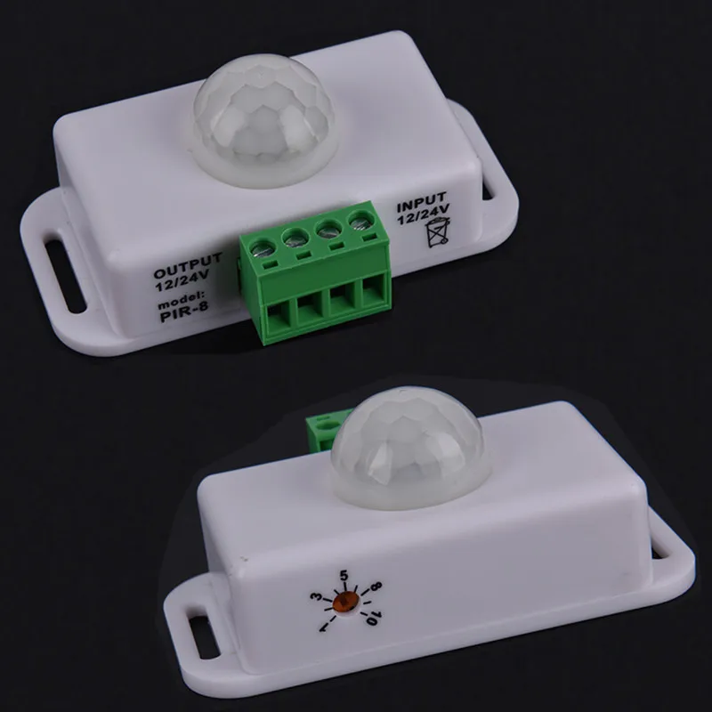 1PC Body Infrared PIR Motion Sensor Switch Human Motion Sensor Detector Switch For LED Light Strip Automatic DC 12V-24V 8A