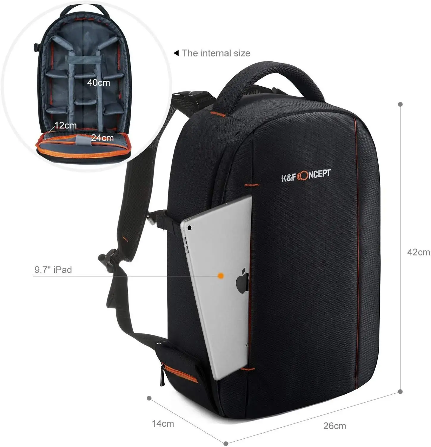 K&F Concept Водонепроницаемый рюкзак для фотоаппарата DSLR Рюкзак Сумка Черный Canon Nikon