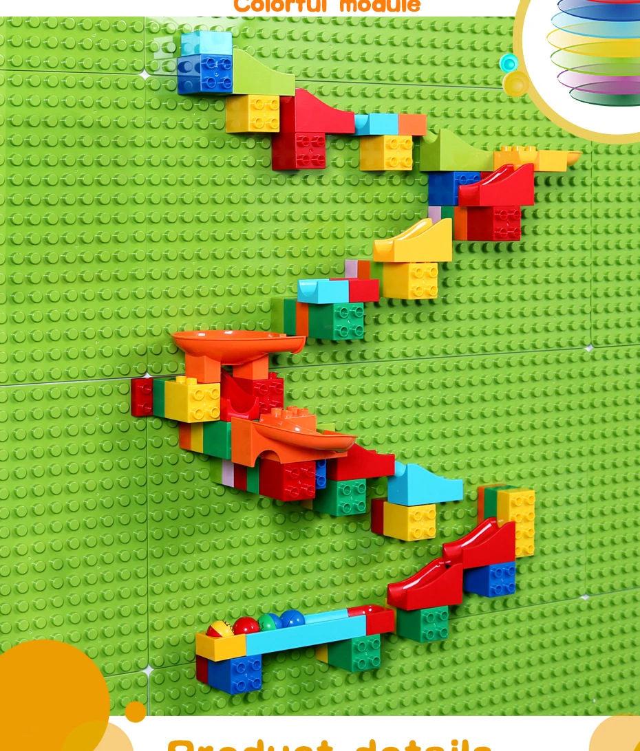 Bloco de Mable Placa de Base Placa de Base da Parede da Cidade Tamanho Grande Corrida Building Block Compatível Legoinglys Duploed Funil Slide da Parede Cidade 77 Pçs - Set 5 Mable Corrida Corrida Building Block Compatível LegoINGlys