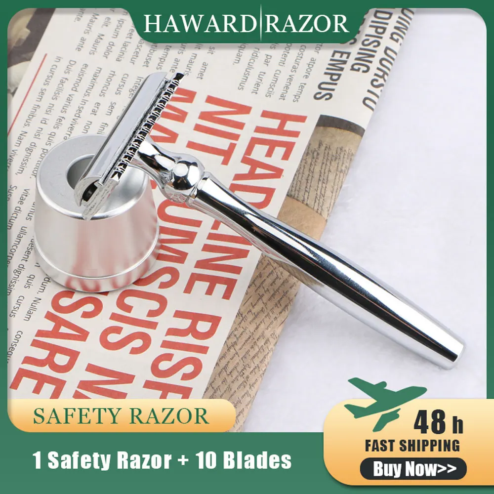 

HAWARD Stainless Steel Double Edge Razor Men's Manual Safety Razor For Shaving&Hair Removal Free 10 Ecofriendly Shaving Blade