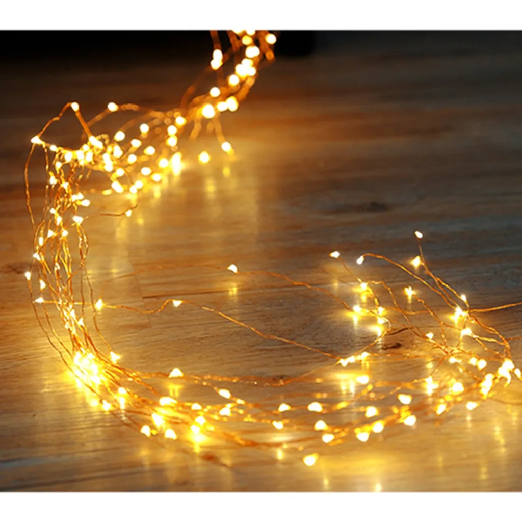 Christmas Beautiful Copper Wire Led String Lights Holiday Lighting Fairy Garland For Christmas Tree Wedding Party Decoration New - Испускаемый цвет: Yellow