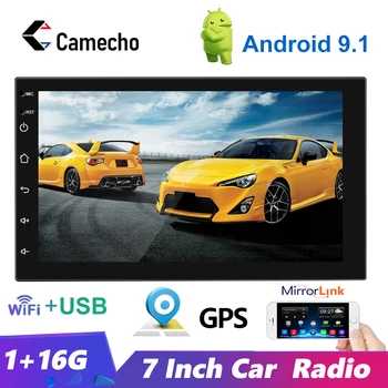 

Camecho Double Din Car Radio 7 Inch Android 9.1 Touch Screen Car Stereo Radio Universal Bluetooth GPS WIFI FM Car MP5 Player