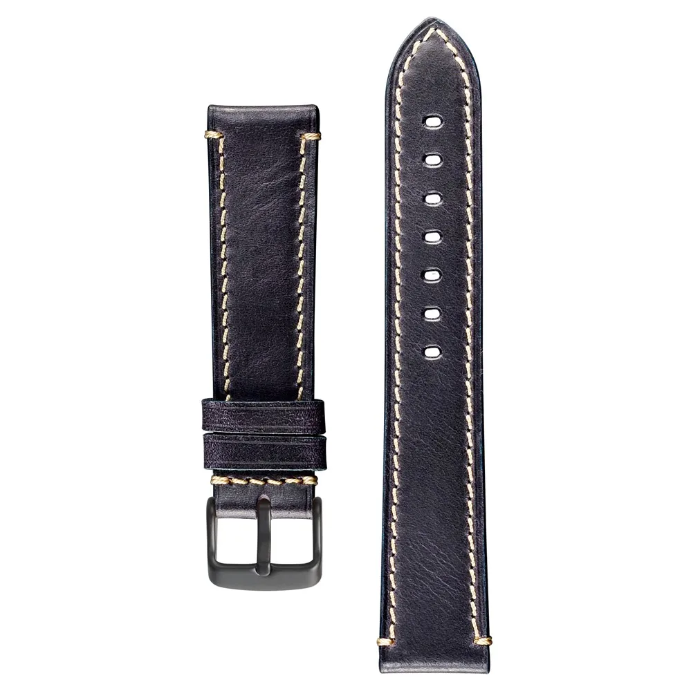Anbeer Genuine Leather Watch Strap 18mm 20mm 22mm 24mm Saddle Business Pilot Style Watch Band for Men Replacement Watchband